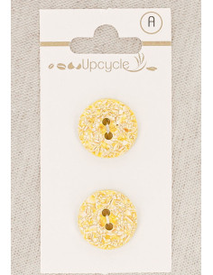 Card of 2 lemon speckled buttons 18 mm 2 holes