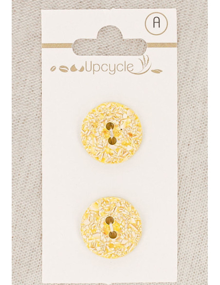 Card of 2 lemon speckled buttons 18 mm 2 holes