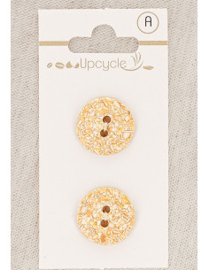 Card of 2 apricot buttons 18 mm 2 holes - Speckled