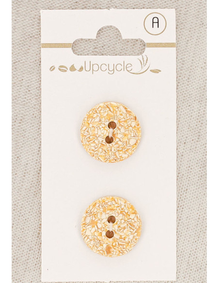 Card of 2 apricot buttons 18 mm 2 holes - Speckled