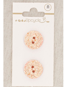 Card of 2 pink speckled buttons 18 mm 2 holes