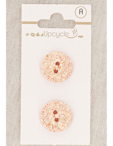 Card of 2 pink speckled buttons 18 mm 2 holes