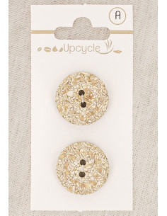 Card of 2 beige buttons 20 mm 2 holes - Speckled