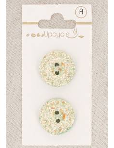20 mm mint 2-button card with 2 holes - Speckled