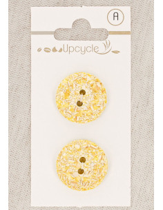 Card of 2 lemon speckled buttons 20 mm 2 holes