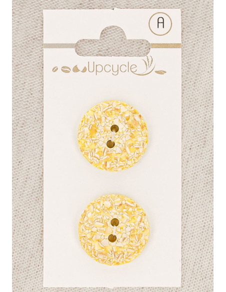 Card of 2 lemon speckled buttons 20 mm 2 holes