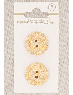 Card of 2 apricot buttons 20 mm 2 holes - Speckled