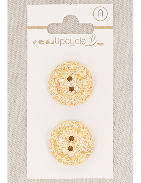 Card of 2 apricot buttons 20 mm 2 holes - Speckled