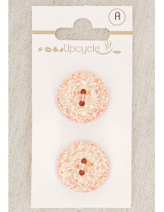 Card of 2 pink speckled buttons 20 mm 2 holes