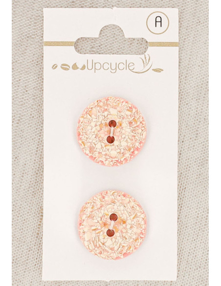 Card of 2 pink speckled buttons 20 mm 2 holes