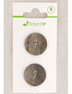Card of 2 gray buttons 20 mm 2 holes - Textured