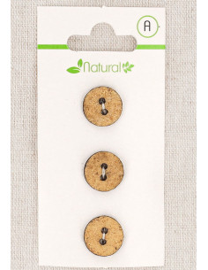 Card of 3 beige buttons 13 mm 2 holes - Textured