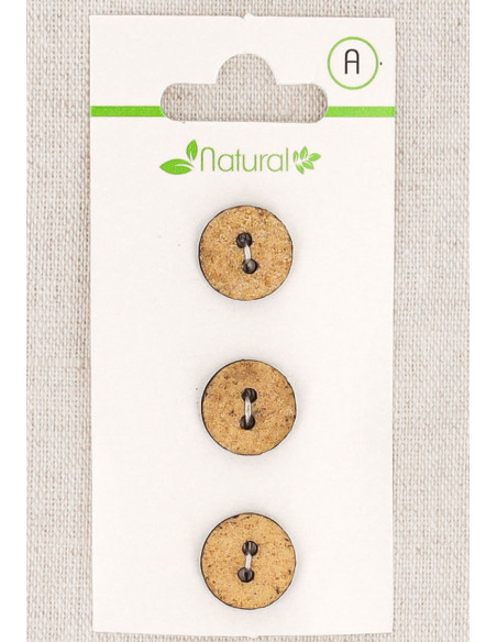 Card of 3 beige buttons 13 mm 2 holes - Textured