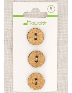 Card of 3 beige buttons 15 mm 2 holes - Textured