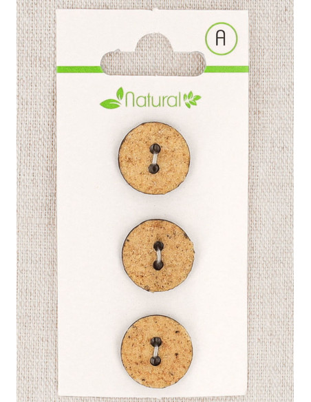 Card of 3 beige buttons 15 mm 2 holes - Textured