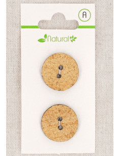 Card of 2 beige buttons 20 mm 2 holes - Textured
