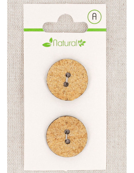 Card of 2 beige buttons 20 mm 2 holes - Textured
