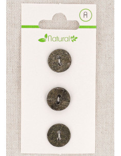 Card of 3 gray buttons 13 mm 2 holes - Textured