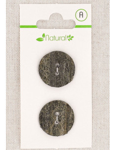 Card of 2 gray buttons 20 mm 2 holes - Textured