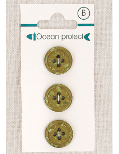 Card of 3 khaki buttons 15 mm 4 holes - Fantasies