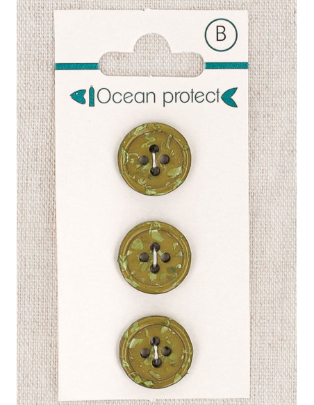 Card of 3 khaki buttons 15 mm 4 holes - Fantasies