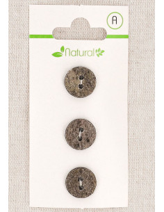 Card of 3 gray buttons 13 mm 2 holes - Textured