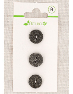 Card of 3 gray buttons 13 mm 2 holes - Textured