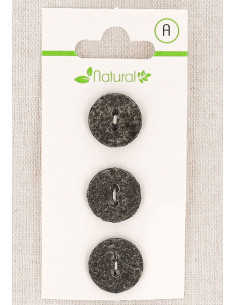 Card of 3 gray buttons 15 mm 2 holes - Textured