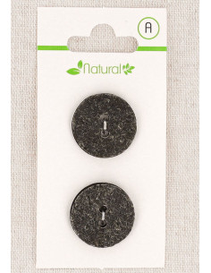 Card of 2 gray buttons 20 mm 2 holes - Textured