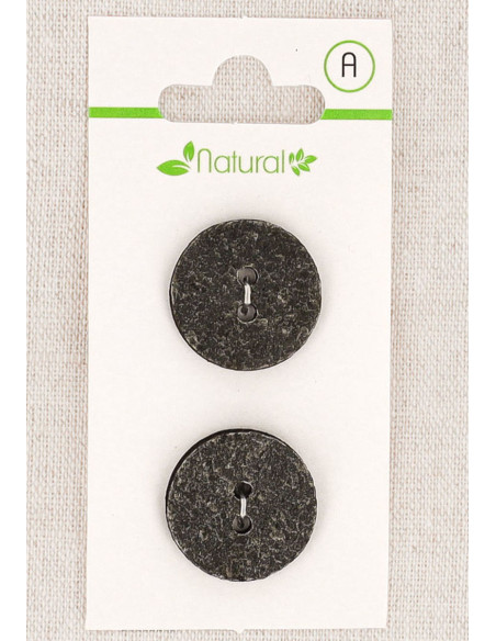 Card of 2 gray buttons 20 mm 2 holes - Textured