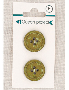 Card of 2 khaki buttons 20 mm 4 holes - Fantasies