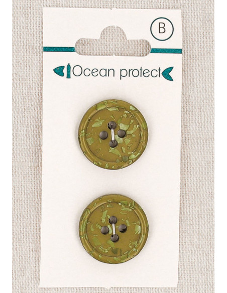 Card of 2 khaki buttons 20 mm 4 holes - Fantasies