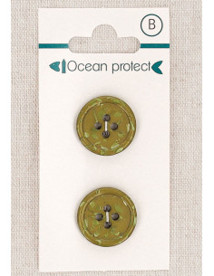 Card of 2 khaki buttons 18 mm 4 holes - Fantasies