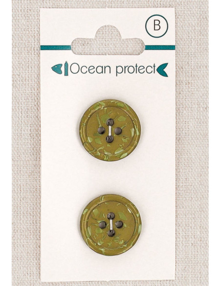 Card of 2 khaki buttons 18 mm 4 holes - Fantasies