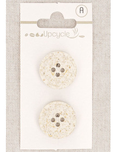 Card of 2 ecru buttons 20 mm 4 holes - Rice grains