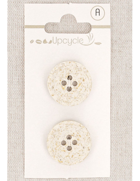 Card of 2 ecru buttons 20 mm 4 holes - Rice grains