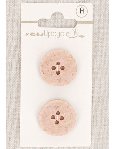Card of 2 pink buttons 20 mm 4 holes - Rice grains