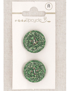 Card of 2 green 20 mm 4-hole buttons - Rice grains