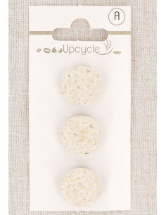 Card of 3 ecru shank buttons 15 mm - Rice grains