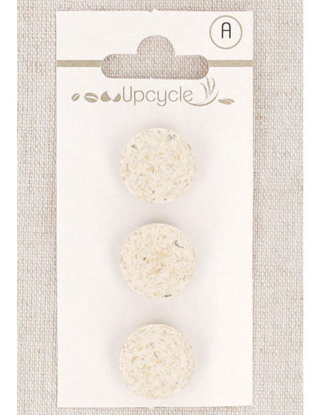 Card of 3 ecru shank buttons 15 mm - Rice grains