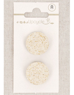 Ecru 2-button shank card 20 mm - Rice grains