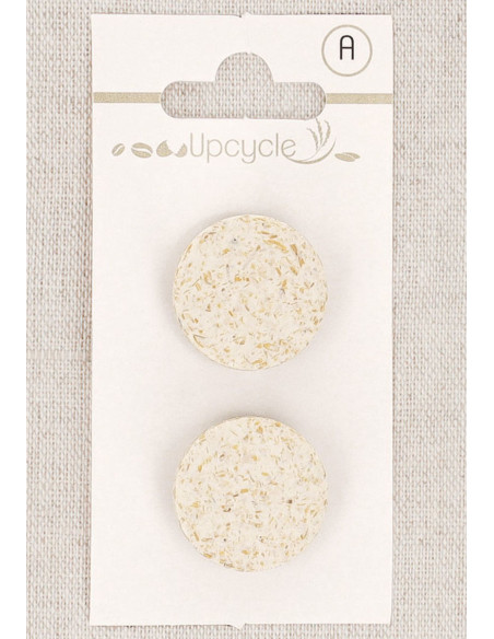 Ecru 2-button shank card 20 mm - Rice grains