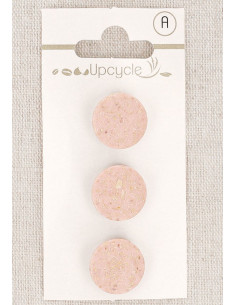 Card of 3 pink shank buttons 15 mm - Rice grains