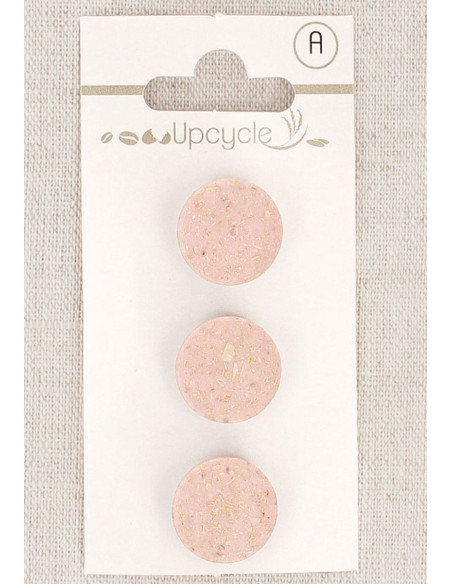 Card of 3 pink shank buttons 15 mm - Rice grains