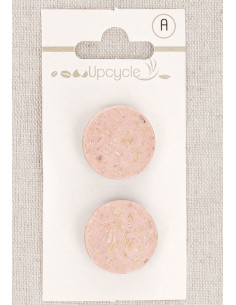 Card of 2 pink shank buttons 20 mm - Rice grains