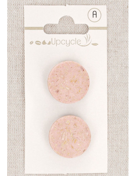Card of 2 pink shank buttons 20 mm - Rice grains