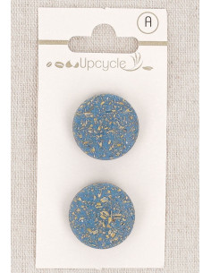 Card of 2 blue shank buttons 20 mm - Rice grains