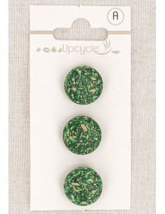 Card of 3 green 15 mm shank buttons - Rice grains
