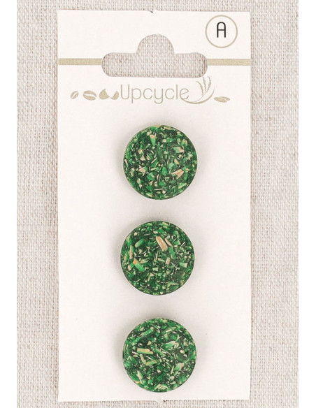 Card of 3 green 15 mm shank buttons - Rice grains