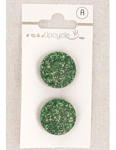 Card of 2 green 20 mm shank buttons - Rice grains